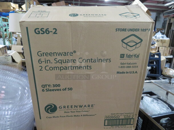 NEW Greenware 6 Inch Compartment Square Container. #GS6-2. 300ct. - Image 2 of 2