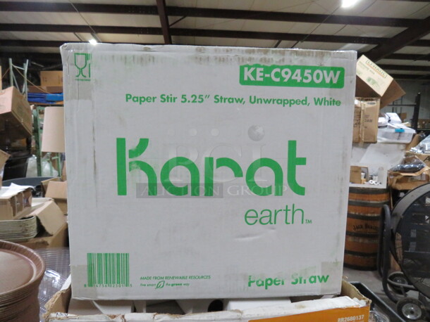 One Case Of NEW Karat 5.25 White Unwrapped Paper Stir Straws. #KE-09450W