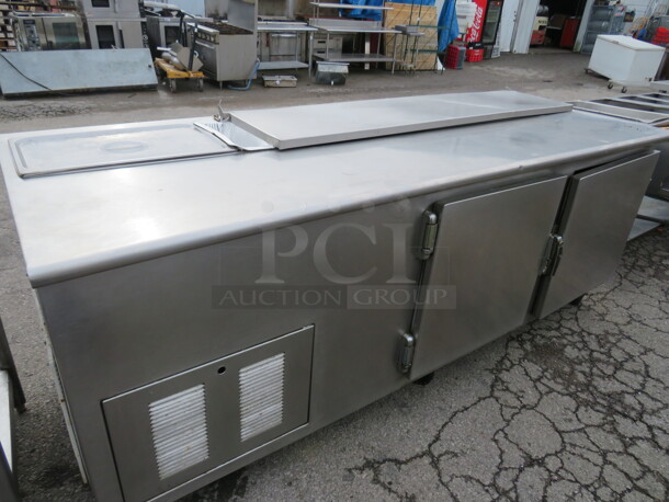 One 2 Door Refrigerated Prep Table On Casters. 90.5X34X37. Working - Image 2 of 2