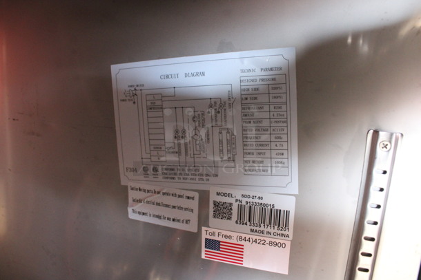 Saea Model SDD-27-90 Metal Commercial Direct Draw Kegerator w/ 2 Beer Towers, 3 Couplers and 3 Doors. 115 Volts, 1 Phase. 90.5x28x50. Tested and Does Not Power On - Image 10 of 10