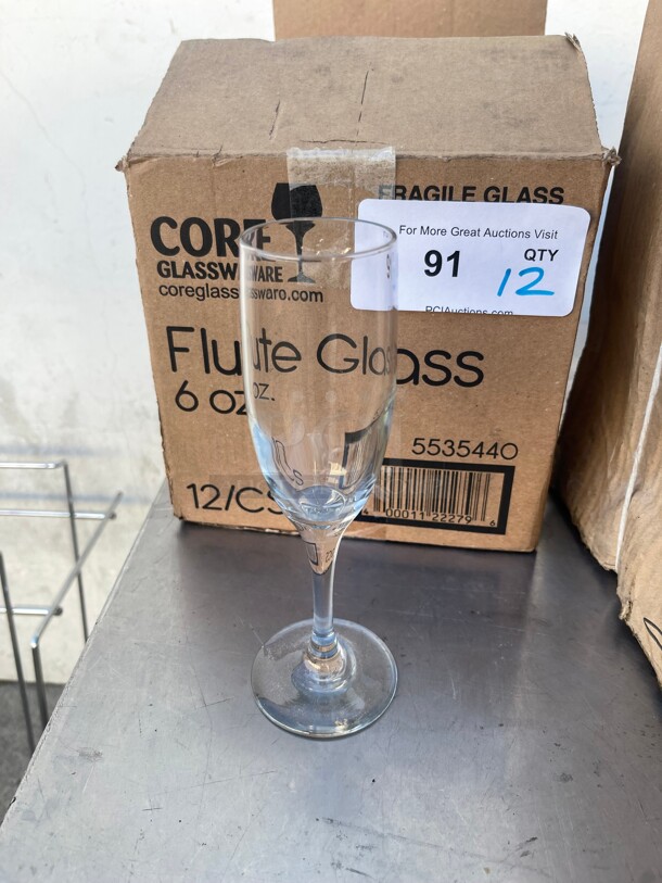 New! Core  Flute Glass 6 OZ NSF 