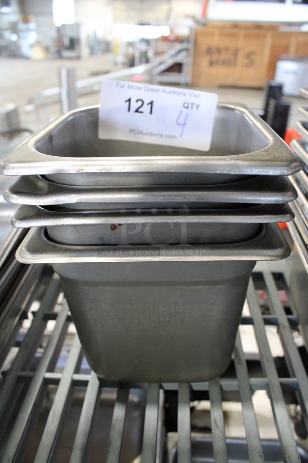 4 Stainless Steel 1/6 Size Drop In Bins. 1/6x6. 4 Times Your Bid!