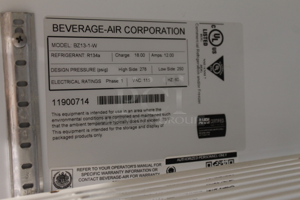 Beverage Air BZ13-1-W Metal Commercial Grab N Go Merchandiser w/ Poly Coated Racks. 115 Volts, 1 Phase. Tested and Working! - Image 3 of 5