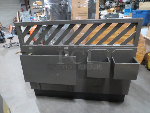 One Single Sided Booth With Cushioned Seat And Back, With 2 Menu Holders And Fold Out Shelf Attached To The Back Of The Booth See Pics. 60.5X23X49 - Image 4 of 4