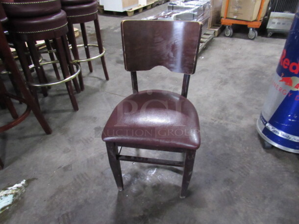 Wooden Chair With Cushioned Seat And Rounded Back. 2XBID
