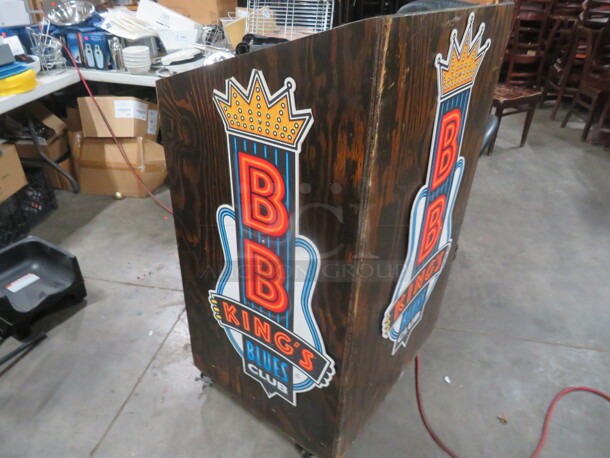 One Wooden 3 Shelf Hostess Stand On Casters. 27X23X48 - Image 2 of 4