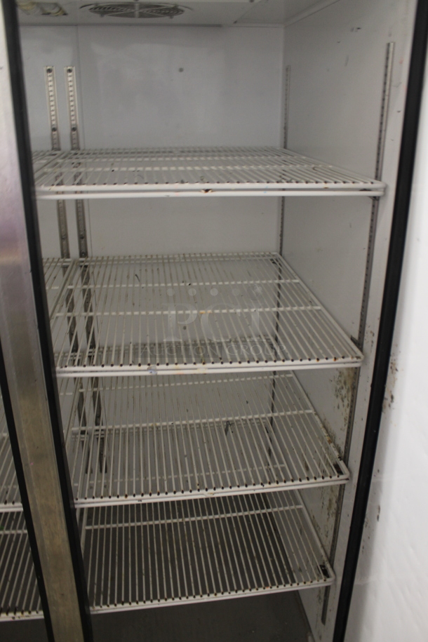 2017 True TG2R-2S ENERGY STAR Stainless Steel Commercial 2 Door Reach In Cooler w/ Poly Coated Racks on Commercial Casters. 115 Volts, 1 Phase. Tested and Working! - Image 5 of 6