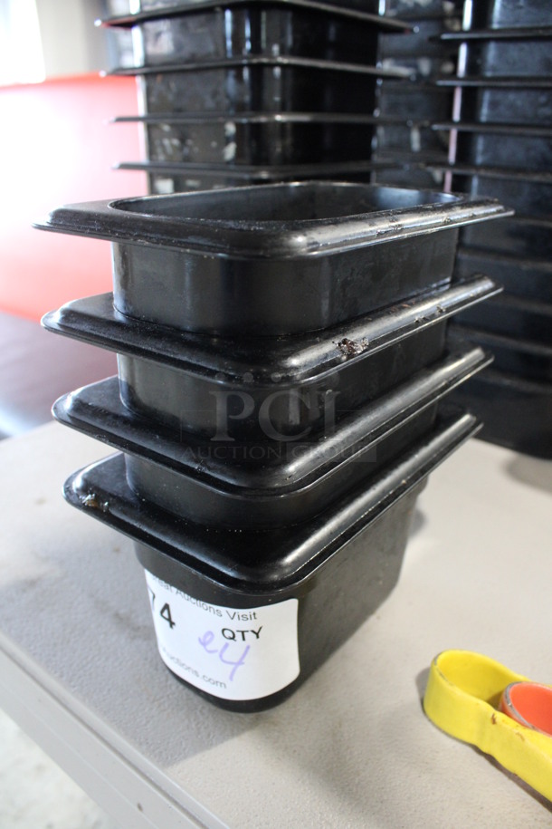 ALL ONE MONEY! Lot of 4 Cambro Black Poly 1/9 Size Drop In Bins! 1/9x4 - Image 2 of 3