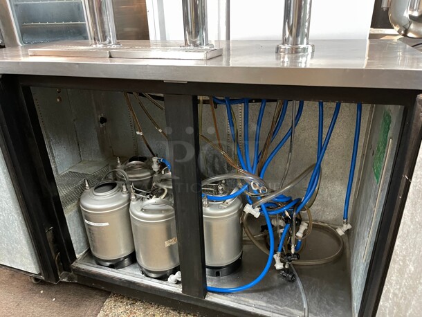Working! True TBB-2  Commercial Bar Refrigerator  2 Swinging Solid Doors, With Three Beer Taps and Beer Containers Black, NSF 115 Volt Tested and Working! - Image 3 of 11