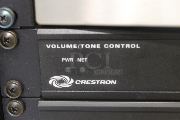 7 Electronic Rack Units in Black Metal Cabinet; Middleby Atlantic Power Center, Crestron Control Processor, Crestron Volume Tone Control, Crown CTs 600, Extron AAP 301 Interface Extron Media Presentation Switcher, Shure P4800 System Processor. 7 Times Your Bid!   - Image 11 of 12