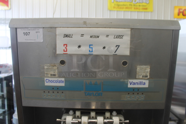 Taylor 8756-27 Stainless Steel Commercial Floor Style Water Cooled 2 Flavor w/ Twist Soft Serve Ice Cream Machine on Commercial Casters. 208-230 Volts, 1 Phase. - Image 4 of 9
