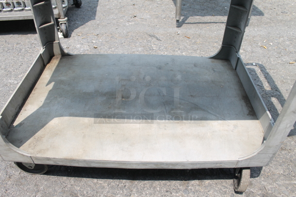 Gray Utility Push Cart With One Undershelf On Commercial Casters.  - Image 3 of 5