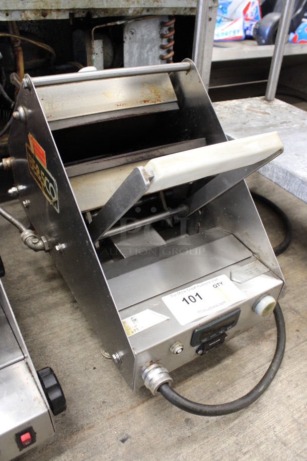 BE&SCO Stainless Steel Commercial Countertop Wedge Tortilla Press Machine. 115 Volts, 1 Phase. 11x19x15. Tested and Working!