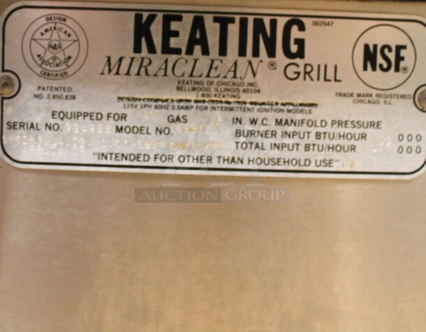 Keating Miraclean 483FLD Stainless Steel Commercial Natural Gas Powered Chrome Top Flat Top Griddle.  - Image 8 of 8