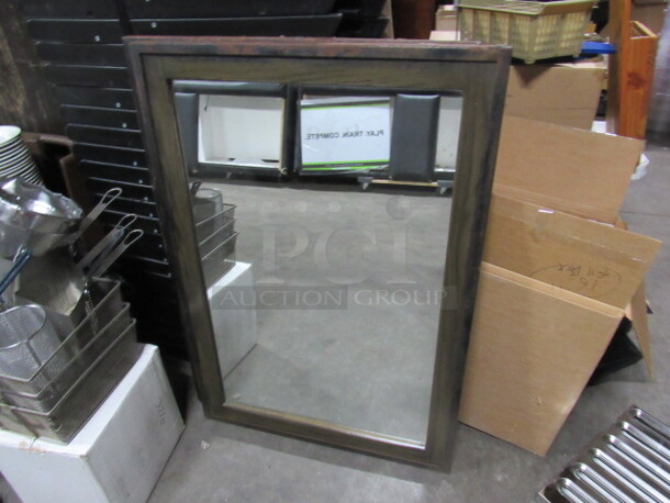 One AWESOME Industrial Look Metal/Wood Mirror. 32X46
