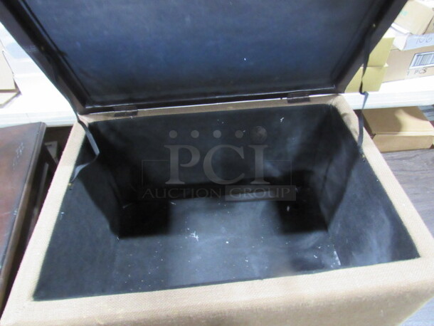 One 2 Tone Brown Storage Ottoman. 24X18X16 - Image 2 of 2