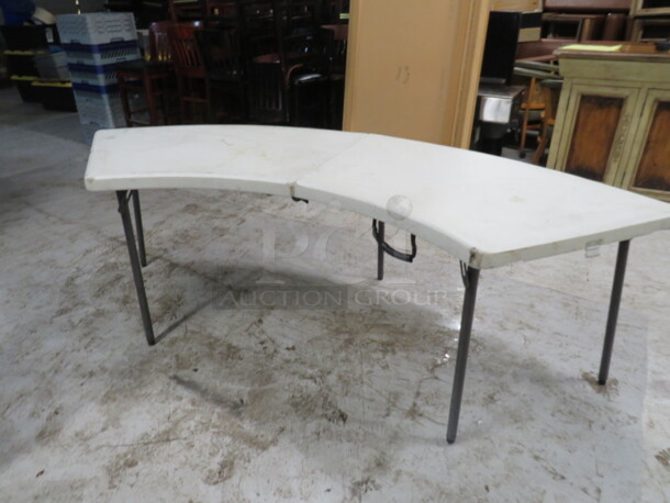One Half Circle Folding Table. 92X30X29 - Image 1 of 2