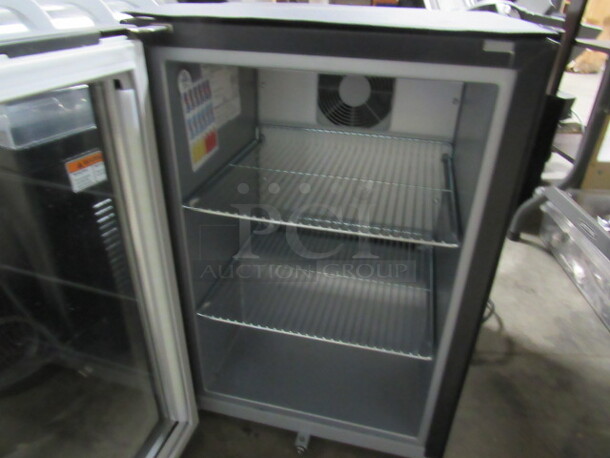 One Counter Top Vestfrost Red Bull Glass Door Cooler With 2 Racks, And Black Padded Cover. Model# VC206484016. 115 Volt. CLEAN!!!! - Image 2 of 4