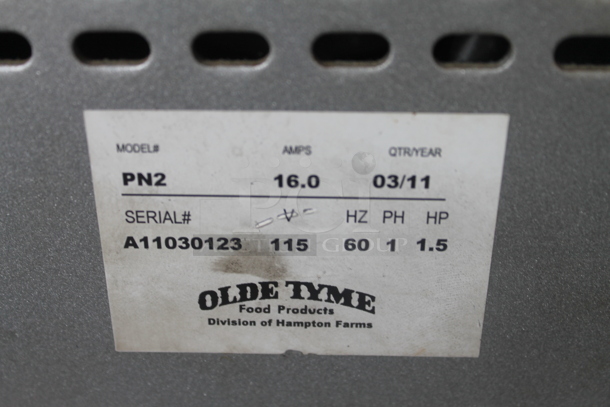 2011 Olde Tyme PN2 Stainless Steel Commercial Countertop Nut Grinder. 115 Volts, 1 Phase. Tested and Powers On But Parts Do Not Move - Image 5 of 5