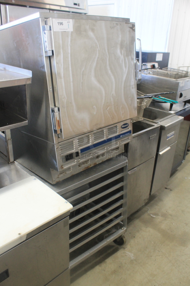 Follett REF5 Stainless Steel Commercial Single Door Cooler on Metal Commercial Pan Transport Rack. 115 Volts, 1 Phase. Tested and Working! - Image 2 of 7