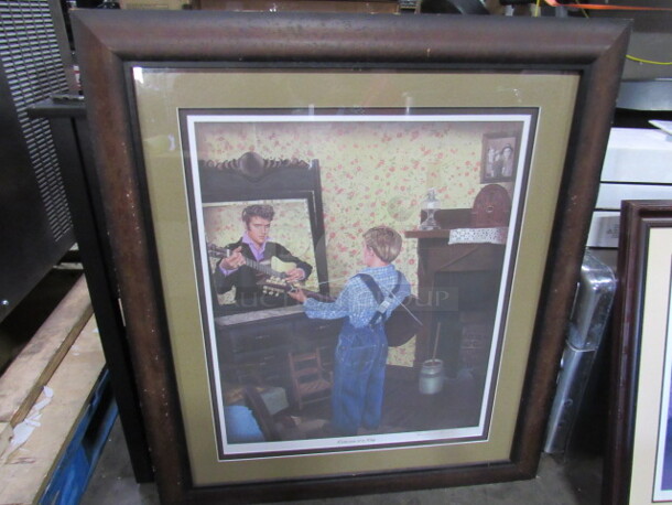 One 33X38 Framed Matted Picture Of Elvis. REFLECTION OF A KING By Ronnie McDowell. 2007. - Image 1 of 3