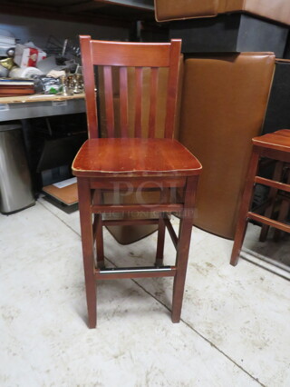Wooden Schoolhouse Bar Height Chair With Footrest. 2XBID