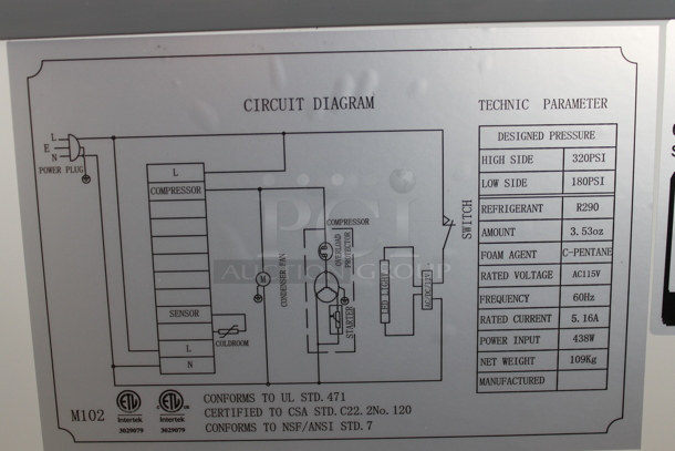 BRAND NEW SCRATCH AND DENT! 2023 Avantco 178CPW47HC Metal Commercial Floor Style Ice Cream Dipping Cabinet w/ Ice Cream Tub Collars. 115 Volts, 1 Phase. Tested and Working! - Image 7 of 9