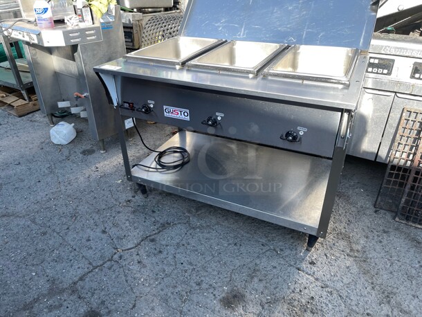 New! Gusto 3W120-4 120v Stainless Commercial 3 Well Steam Table NSF 115 Volt Tested and Working! - Image 4 of 9