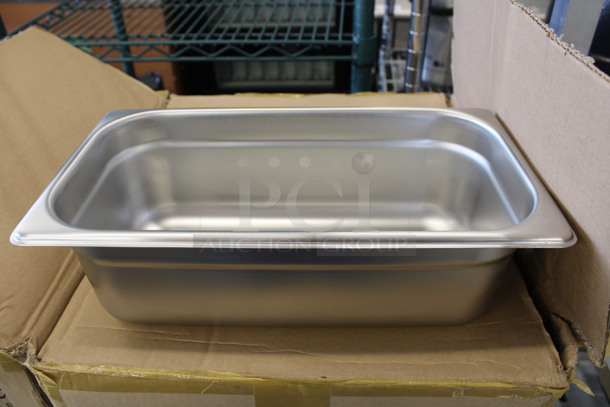 22 BRAND NEW IN BOX! Browne Stainless Steel Commercial 1/3 Size Drop In Bins. 1/3x4. 22 Times Your Bid!