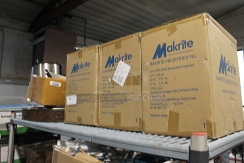 ALL ONE MONEY! Tier Lot of Various Items Including 3 Boxes of Makrite Masks and Metal Round Baking Pans