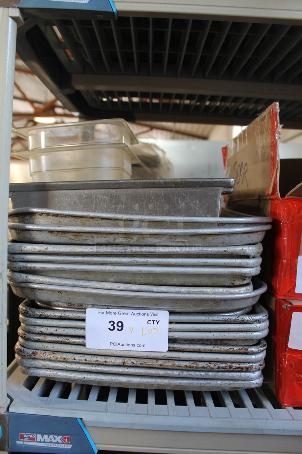 ALL ONE MONEY! Lot of Various Items Including Metal Baking Pans and Poly 1/6 Size Drop In Bins - Image 1 of 2