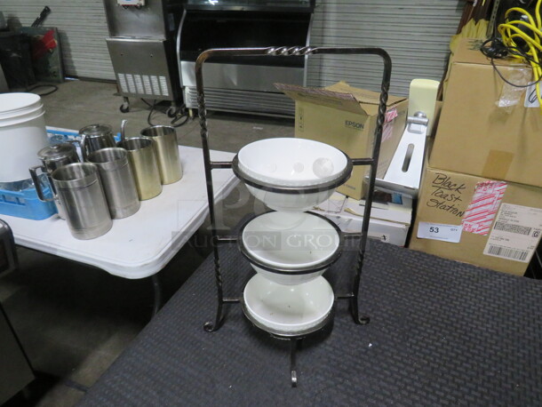 One Metal 3 Tier Server With 3 Bowls.  - Image 1 of 1