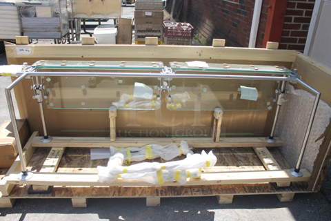 BRAND NEW IN CRATE! Metal and Glass Sneeze Guard.