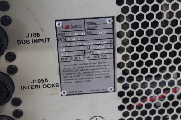 Fusion UV P300MT Metal Countertop Power Supply. 200/208/220/240 Volts, 1 Phase. - Image 4 of 4