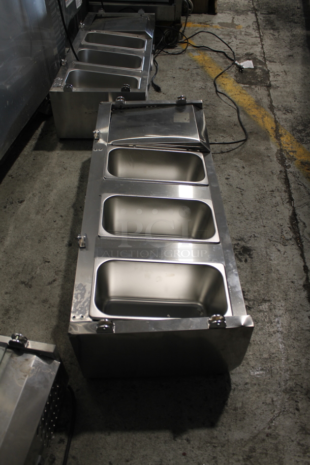 BRAND NEW SCRATCH AND DENT! KoolMore SCDC-3P-SSL Stainless Steel Commercial Countertop Refrigerated Rail w/ 3 Drop In Bins. 115 Volts, 1 Phase. Tested and Powers On But Does Not Get Cold - Image 10 of 11