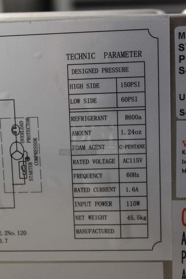 BRAND NEW SCRATCH AND DENT! KoolMore SCDC-6P-SG Stainless Steel Commercial Countertop Refrigerated Rail w/ 6 Drop In Bins and 1 Glass Sneeze Guard Panel. 115 Volts, 1 Phase. Tested and Working! - Image 11 of 12
