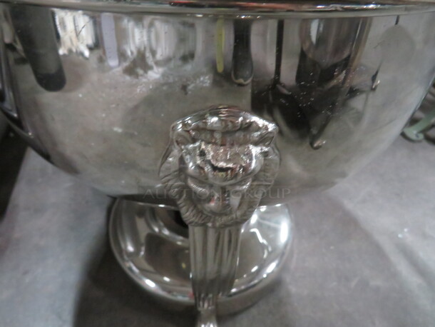 One Round Chafer With Lid And Lions Head Legs. - Image 2 of 3