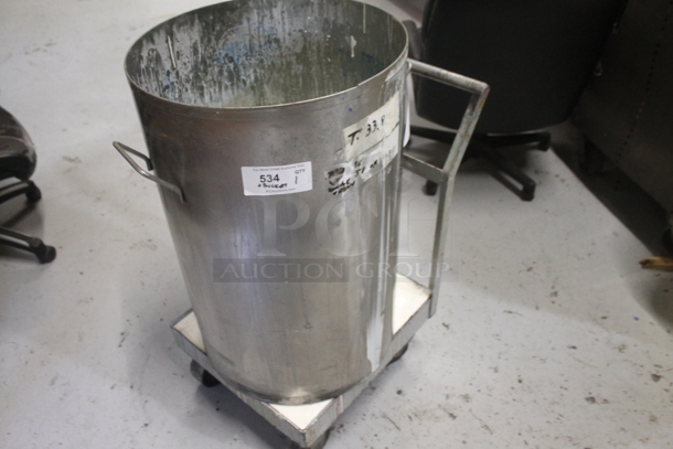 Metal Pot w/ Metal Dolly on Commercial Casters. - Image 2 of 3