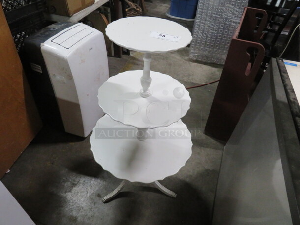 One 3 Tier White Wooden Table. 21X40 - Image 2 of 2