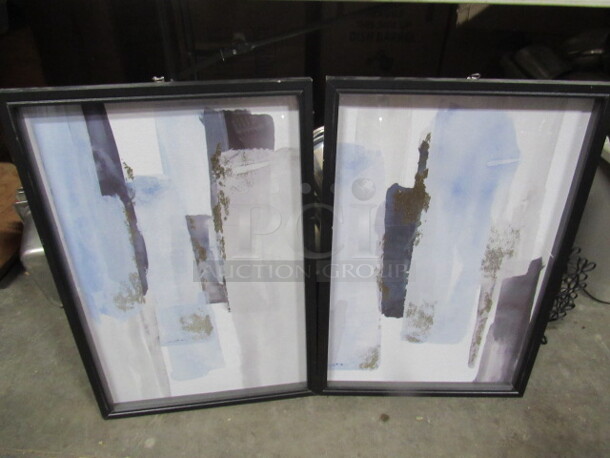 17X25 Framed Abstract Mixed Media Pictures. 2XBID