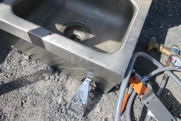 BRAND NEW! Advance Tabco Stainless Steel Commercial Single Bay Wall Mount Sink w/ Faucet and Cabinet. - Image 10 of 12
