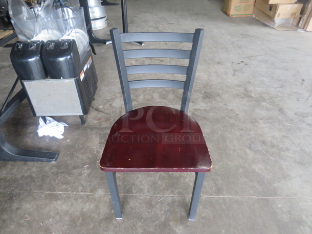 Metal Chair With A Wooden Seat. 2XBID - Image 1 of 1