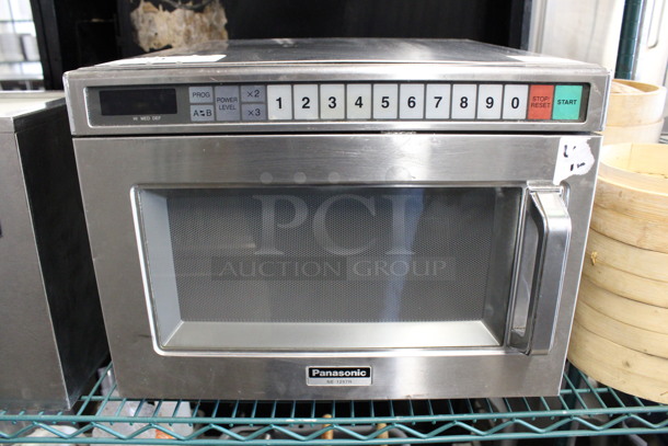 Panasonic Model NE-1257R Stainless Steel Commercial Countertop Microwave Oven. 16.5x21x13