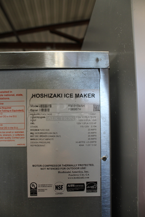 Hoshizaki KM-515MAH Stainless Steel Commercial Ice Machine Head on Commercial Bin. 115 Volts, 1 Phase. - Image 8 of 8