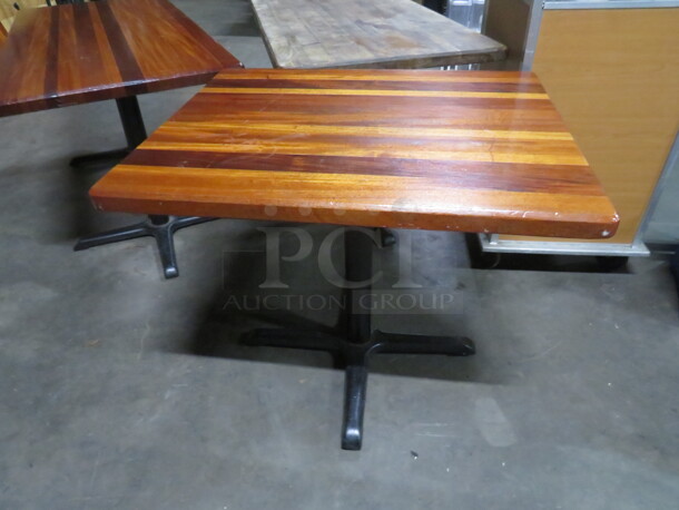 One BEAUTIFUL 2 Inch Thick Butcher Block Wooden Table Top On a Pedestal Base. 36X30X29 - Image 1 of 3