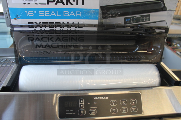 BRAND NEW SCRATCH AND DENT!  VACPAK-IT 186VME16SS Commercial Stainless Steel Electric Countertop External Vacuum Sealer With 16" Seal Bar. 120V. Tested And Working! - Image 6 of 9