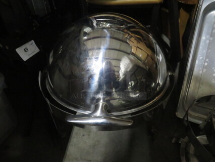 One Round Stainless Steel Roll Top Chafer.