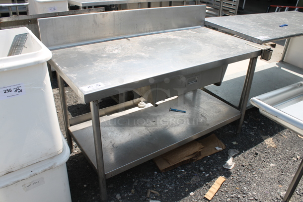 Stainless Steel Commercial Table w/ Back Splash, Drawer, Commercial Can Opener and Metal Under Shelf. - Image 1 of 5