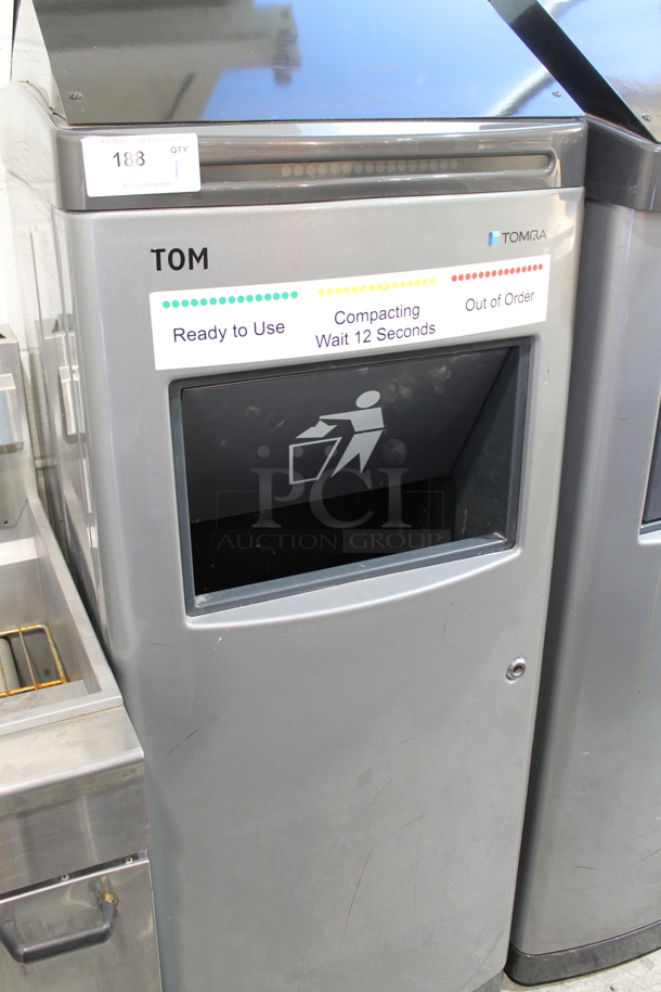 Tom Tomra Gray Metal Trash Can. - Image 1 of 2
