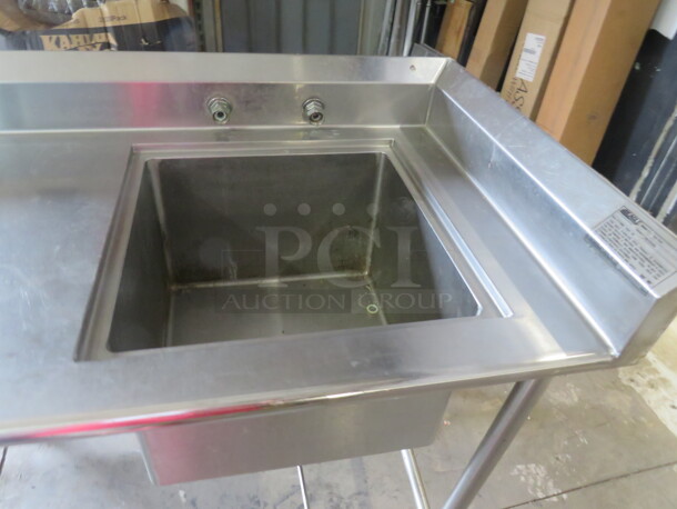 One Stainless Steel Sink Table, With 20X20X14 Sink,  No Faucet And  R Side Splash And Back Splash. 96X30X45 - Image 2 of 3